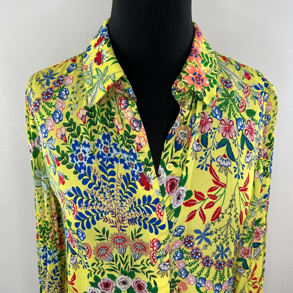 Alice + Olivia Yellow Floral Button-Down Shirt - Picture 4 of 9